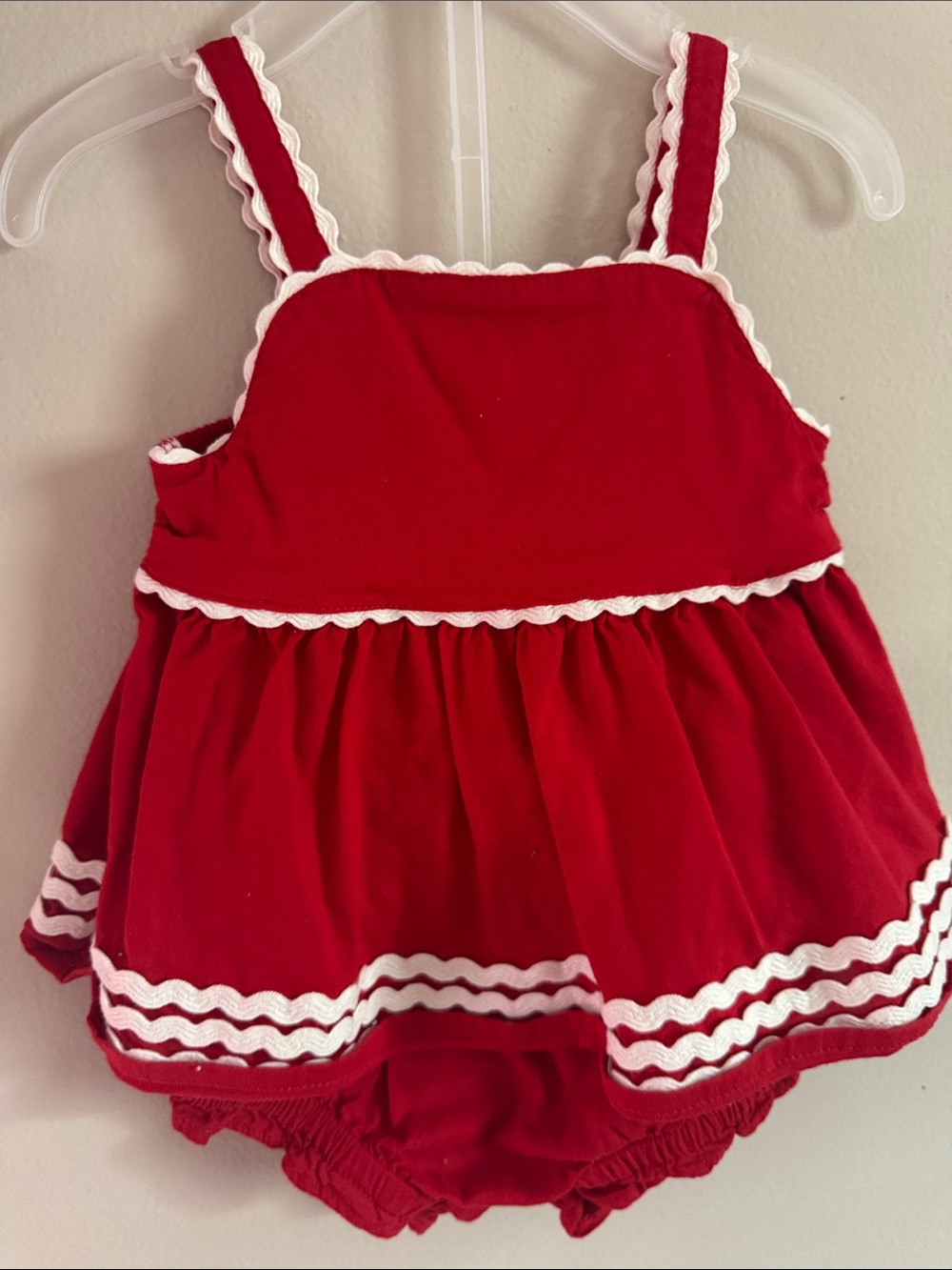 Old Navy Red Tank Skirted Romper with White Trim
